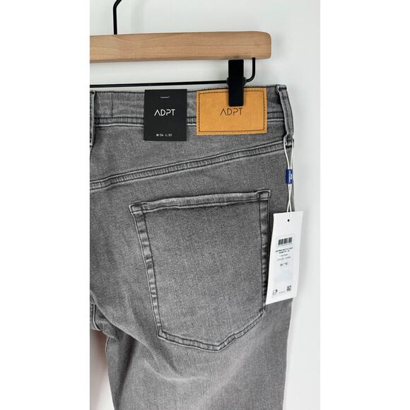 ADPT Mens Grey Denim Spray On Skinny Fit Jeans Distressed Heavy Rips Size 34x32 - Picture 7 of 10